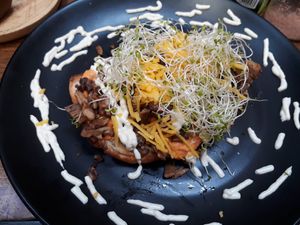 Mushroom toast with Violife cheese at Eat.Co in Koh Phangan