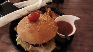 Mushroom burger at Eat.Co in Koh Phangan