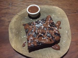 Rumraisin and dark chocolate chickpea brownie! at Eat.Co in Koh Phangan