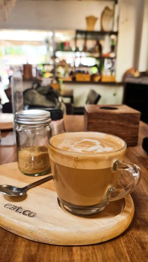 Flat white with soya milk  #Veganuary at Eat.Co in Koh Phangan