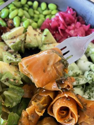 Incredible vegan salmon   at Eat.Co in Koh Phangan