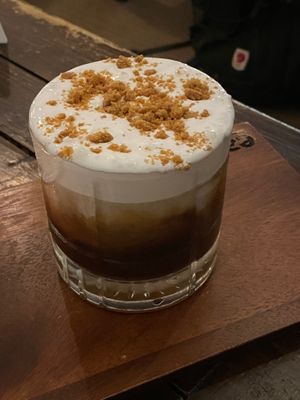 Eat.Co is not only good for their unique menu, but for the atmosphere. The smell, the seats, the music are making you feel relaxed. 
This is Biscoff Delight Coffee beverage.  Wow! at Eat.Co in Koh Phangan