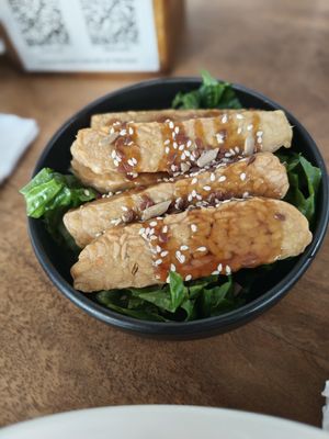 Ladies over 40 -  do yourselves a favor and order a side of the glazed tempeh to mix with your salad! at Eat.Co in Koh Phangan