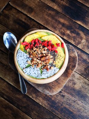 Green smoothie bowl. Delicious. at Eat.Co in Koh Phangan