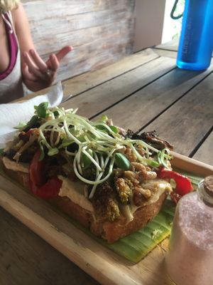 Roast veg and hummus open sandwich  at Eat.Co in Koh Phangan