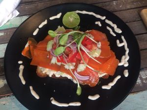 Salmon lox made out of carrots...It’s sooo tasty!! at Eat.Co in Koh Phangan