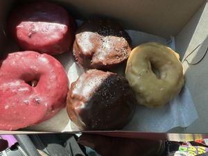 Blueberry, chocolate cake and salted caramel donuts   at Coffee Conscious in Berkeley