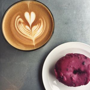 coffee and vegan donut at Coffee Conscious in Berkeley