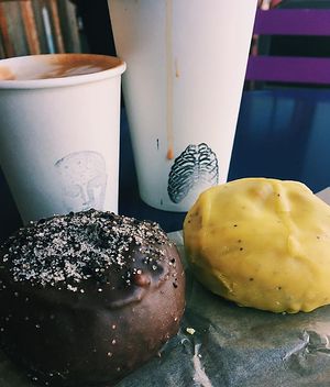 donuts and coffee at Coffee Conscious in Berkeley