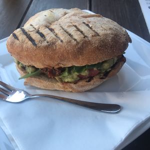 panini wth guacamole at Miazsz in Krakow