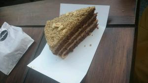 vegan walnut cake at Miazsz in Krakow