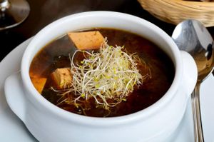 Miso soup at Vegetalia - Raval in Barcelona