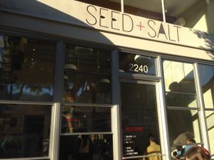 on busy chestnut street at Seed + Salt in San Francisco