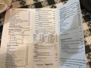 Food menu at Ruthie's Bagel Dish in Highland Park
