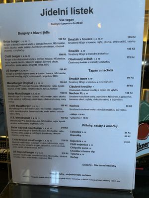 Czech menu  at Belzepub in Prague