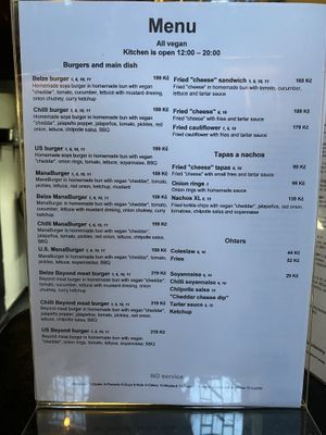 English menu  at Belzepub in Prague
