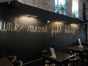 Proud of their veganism!  at Belzepub in Prague