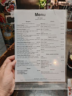 Menu at Belzepub in Prague