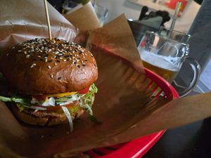 The original burger (with Beyond) at Belzepub in Prague