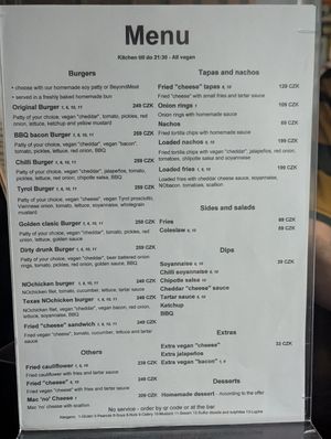 Menu at Belzepub in Prague