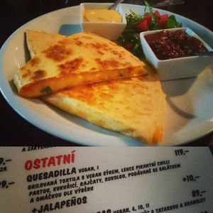 Vegan quesadilla! at Belzepub in Prague