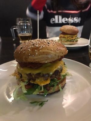 Chilli Burger. Awesome jalapeños !!! at Belzepub in Prague