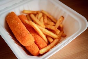 Fried "cheese" tapas at Belzepub in Prague