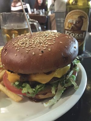 Belze Burger! Amazing homemade patties! at Belzepub in Prague