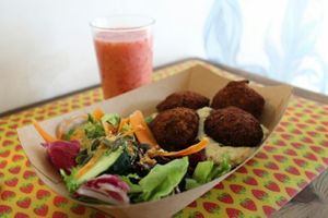 Falafel and hummus at Enjoy Vegan in Barcelona