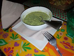 Cold vegetable soup at Enjoy Vegan in Barcelona