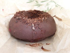 Chocolate covered donut at Enjoy Vegan in Barcelona
