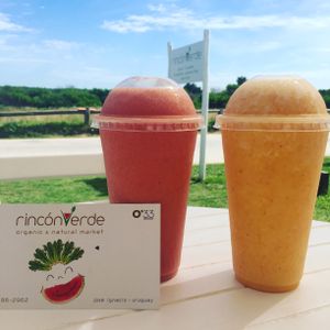Our red and tropical island smoothies. best sellers! at Rincon Verde in Jose Ignacio