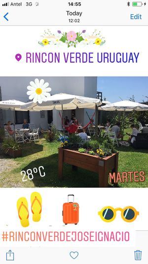 A little oasis in hot days. The grass and the umbrellas make you feel cool. at Rincon Verde in Jose Ignacio