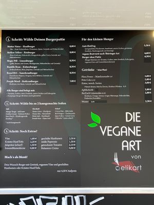 Menu (Aug 2024) at Die Vegane Art von Delikart in Jena