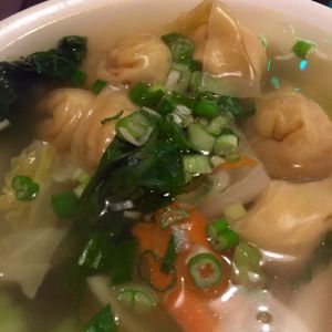 Won Ton Soup $9.95  Handmade wontons with clear vegetable soup at Indochine Vegan in San Francisco