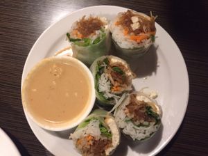 fresh spring roll: organic tofu, vermicelli, lettuce, fresh herbs $6.95 at Indochine Vegan in San Francisco