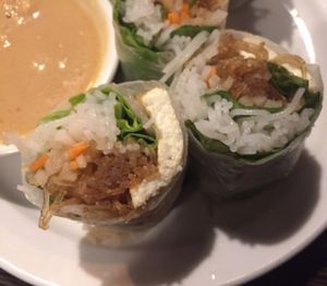 fresh spring roll: organic tofu, vermicelli, lettuce, fresh herbs $6.95 at Indochine Vegan in San Francisco