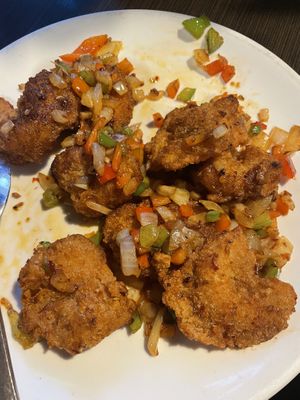 Spicy cha cha (vegan shrimp)   at Indochine Vegan in San Francisco