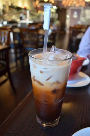 Thai Ice Tea with coconut  at Indochine Vegan in San Francisco