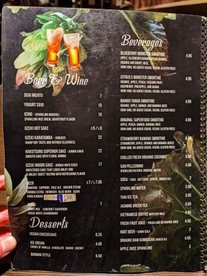 Menu page at Indochine Vegan at Indochine Vegan in San Francisco