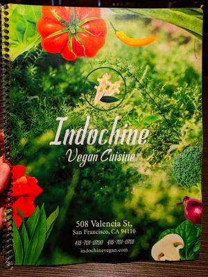Menu page at Indochine Vegan at Indochine Vegan in San Francisco