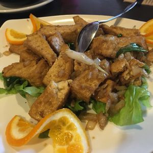 Lemongrass tofu at Indochine Vegan in San Francisco