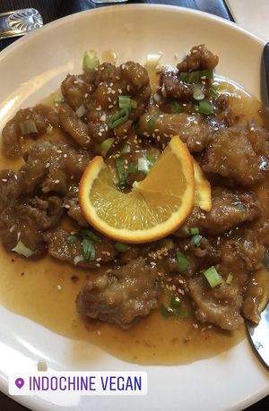 Orange "chicken” at Indochine Vegan in San Francisco