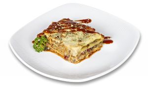 Lasagna at Happy Day Vegetariano in Barcelona
