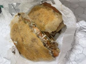 Tomato and mozzarella panini made vegan   at The Common Bond Market in Shelton