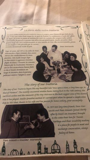 Menu at Trattoria Enzo e Piero in Florence