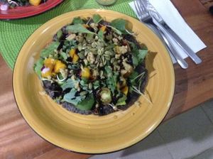 Buckwheat crêpe with veggie topping at Alma Verde in Pedasi