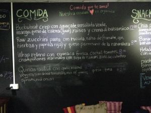 Main menu board at Alma Verde in Pedasi
