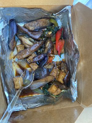 Stir fry eggplant with tofu   at Lemongrass Bistro in Martinez