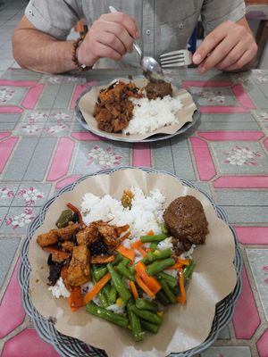 The food was delicious.  We ordered tofu, some vegetables and the rendang. I really recommend the mushroom rendang (it's a bit spicy) and the owner is very attentive and kind. at Vegetarian Restaurant in Jakarta